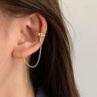 Rhinestone Chained Alloy Earring 1 Piece - Gold - One Size