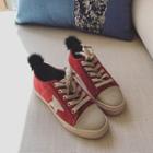 Pompom Lace-up Canvas Sneakers