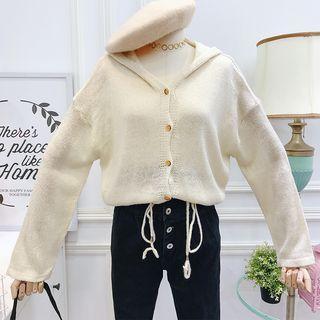 Tie-hem Hooded Knit Top