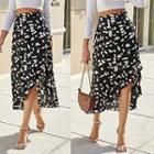 Patterned Asymmetrical Midi A-line Skirt