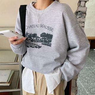 Printed Crop Sweatshirt