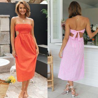 Strapless Cut-out Midi A-line Dress