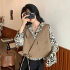 Lace Up Vest / Leopard Print Shirt