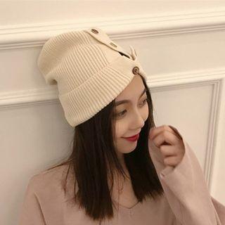 Button Detail Knit Beanie