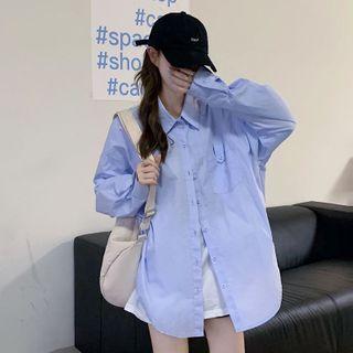Long-sleeve Pocket Shirt Blue - One Size