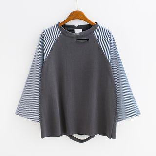 Pinstriped Panel Cut Out Pullover