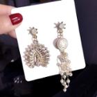 Non-matching Faux Pearl Fringed Earring Steel Needle - Gold - One Size