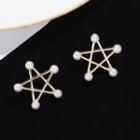 Faux Pearl Star Alloy Earring 1 Pair - White Faux Pearl - Gold - One Size