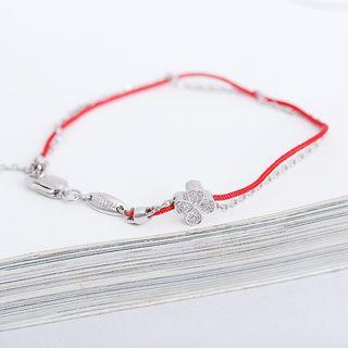 925 Sterling Silver Rhinestone Layered Bracelet