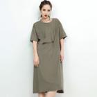 Elbow-sleeve Texture Long T-shirt