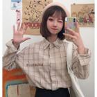 Japanese Character Plaid Long-sleeve Shirt