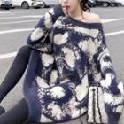 Patterned Sweater Dress As Shown In Figure - One Size