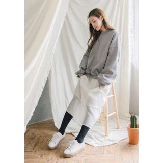 Chiffon Tiered-hem Long Sweatshirt Dress