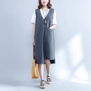 Asymmetrical A-line Overall Dress Gray - One Size