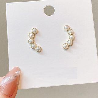 Faux Pearl Alloy Earring 01 - 1 Pair - White - One Size