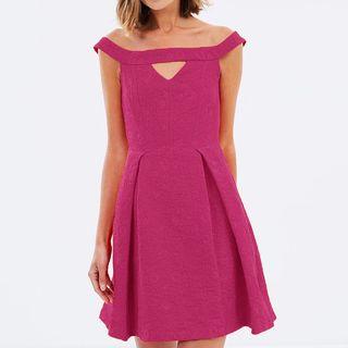 Keyhole Neck Off-shoulder A-line Dress
