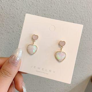 Heart Drop Earring 1 Pair - Pink - One Size