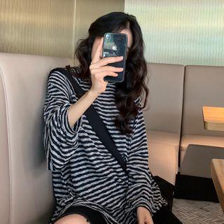 Long-sleeve Striped T-shirt Stripes - Black & Gray - One Size
