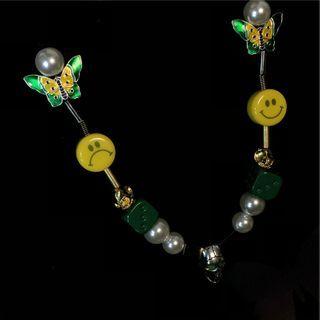 Faux Pearl Alloy Butterfly & Smiley Necklace As Shown In Figure - One Size
