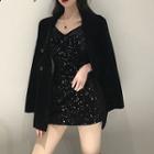 Chain Strap Star Mini Velvet Dress / Boxy Blazer