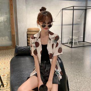 Short-sleeve Printed Blouse As Shown In Figure - One Size