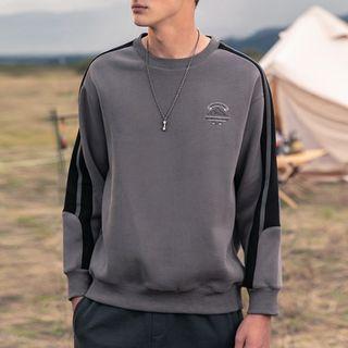 Striped Trim Graphic Print Sweatshirt