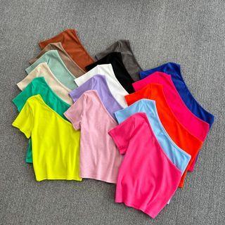 Single Shoulder Crop T-shirt