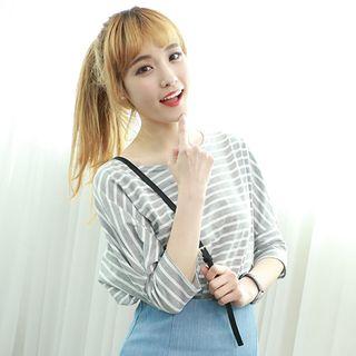 Stripe Dolman-sleeve T-shirt