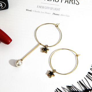 Bead Drop Star Hoop Earrings