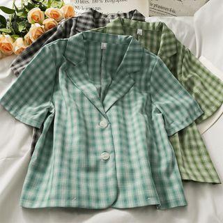 Checker Lapel Loose Shirt