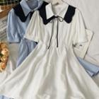 Puff-sleeve Midi Shirtdress With Shawl