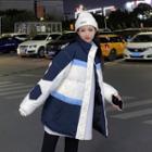 Color Block Padded Jacket Blue & White - One Size