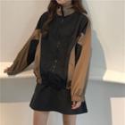 Color Block Zip Jacket / Mini A-line Skirt