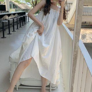 Open Back Midi Spaghetti Strap Dress Off-white - One Size
