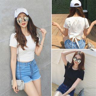 Tie Back Cropped Short Sleeve T-shirt