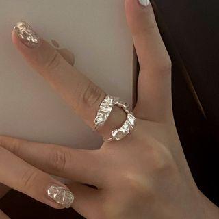 Shirred Sterling Silver Ring J1941 - Silver - One Size