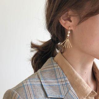 Faux Pearl Accent Fringed Drop Earring Gold - One Size