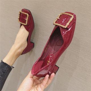 Buckled Block-heel Flats