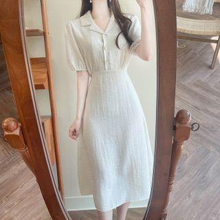 Open-placket Long Shirtwaist Dress