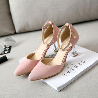 Ankle Strap Pointy Toe Kitten Heels