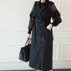 Flap-front Double-breasted Trench Vest With Belt