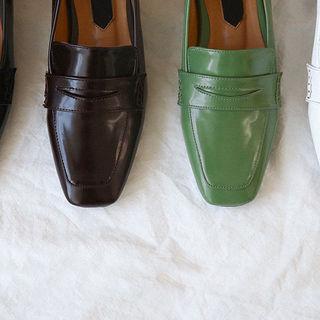 Square-toe Patent Penny Loafers