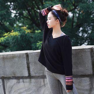 Striped V-neck Sports Hoodie