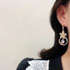 Rhinestone Floral Drop Earring A366 - 1 Pair - Gold - One Size