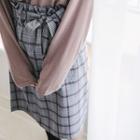 Paperbag-waist Plaid Skirt