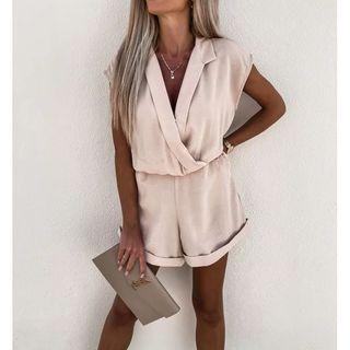 Cap-sleeve Wide Leg Romper