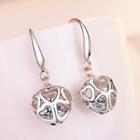 Cz Heart Dangle Earring 1 Pair - Platinum Plating - One Size