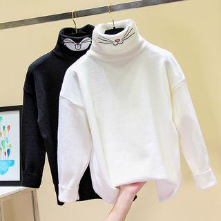 Mock-neck Cartoon Printed Sweater
