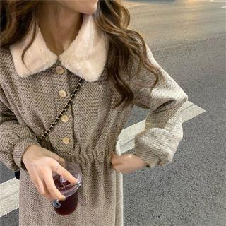 Collared Woolen Coat Brown - One Size