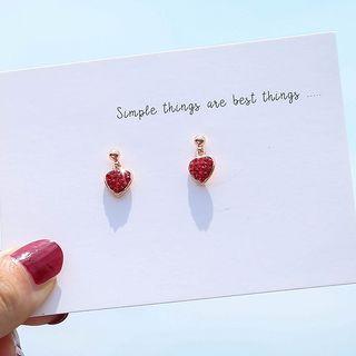 Rhinestone Heart Drop 925 Sterling Silver Earring